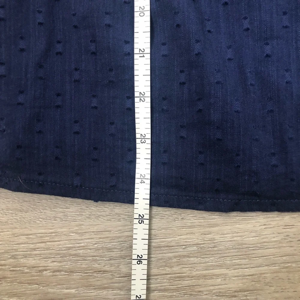 Old Navy Scoop Neck Smocked Blouse Size XL Elastic Neck Off Shoulder Top Navy - Picture 6 of 10